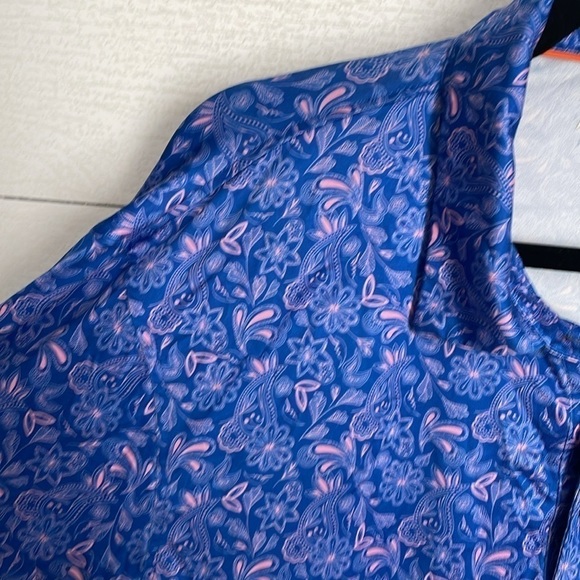 Maelreg Men's Blue & Pink Paisley Short Sleeve Golf Polo‎ Shirt Size Medium - Picture 2 of 11